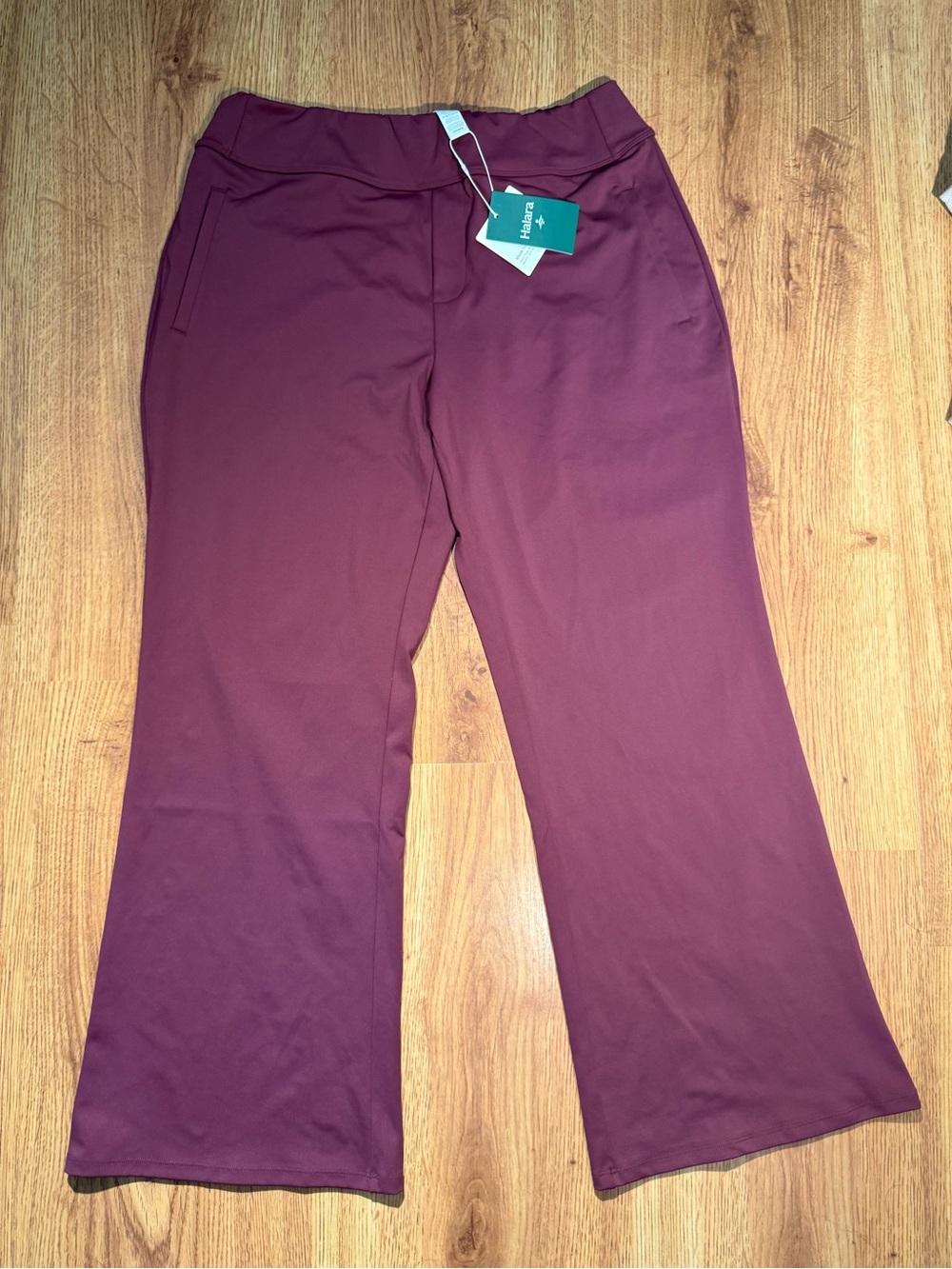 HALARA Wide-Leg Ponte Pants in Deep Berry